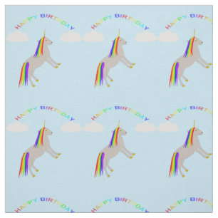 Tela Cumpleaños de la fantasía Unicornio Arcoiris y nub
