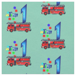 Tela Cumpleaños rojo de los niños del coche de bomber