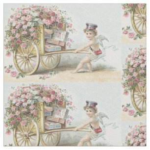 Tela Cupid Cherub Rosa Valentine Carriage