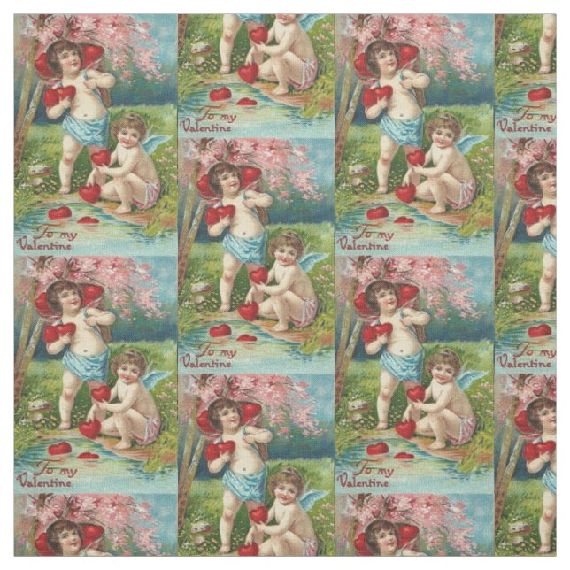 Tela Cupido Querubín Cosechando Árbol del Corazón (Retal)