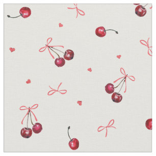 Tela Curiosa Girly Rosa Corre Corazones De Cerezas