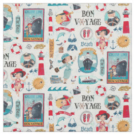 Tela Curso Nautical Blue Red Summer Travel Beach Cruise