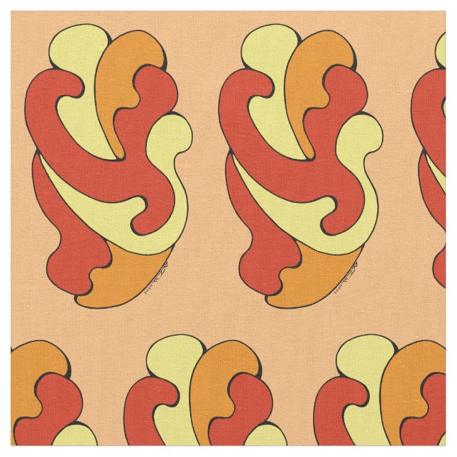 Tela Curvas de abrazo (amarillo, rojo, Naranja) (De cerca)