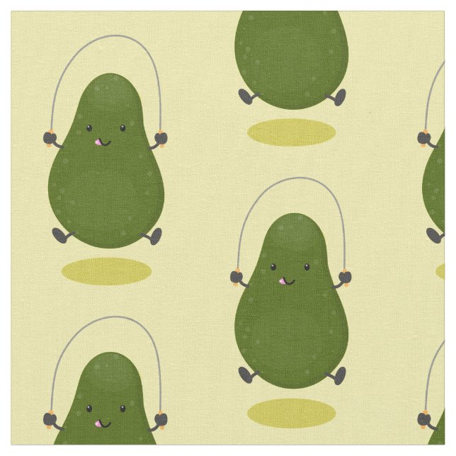 Tela Cute aguacate salto cuerda personalizado ilustraci (De cerca)