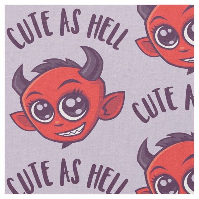 Tela Cute as Hell Devil con texto oscuro (De cerca)