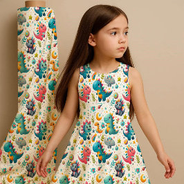 Tela Cute Baby Dinosaur Teal Nursery Dino Fabric Print