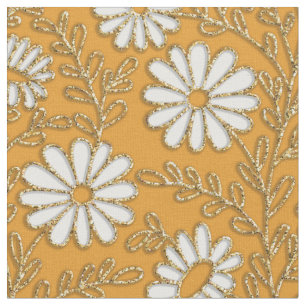 Tela Cute blanco amarillo dorado marea patrón floral