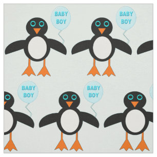 Tela Cute Blue Baby Boy Penguin Pattered Fabric