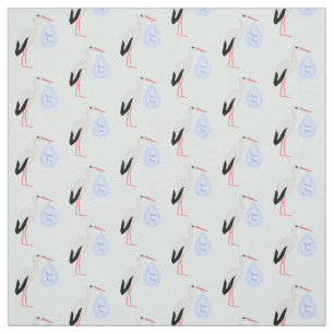 Tela Cute Blue Baby Boy Stork