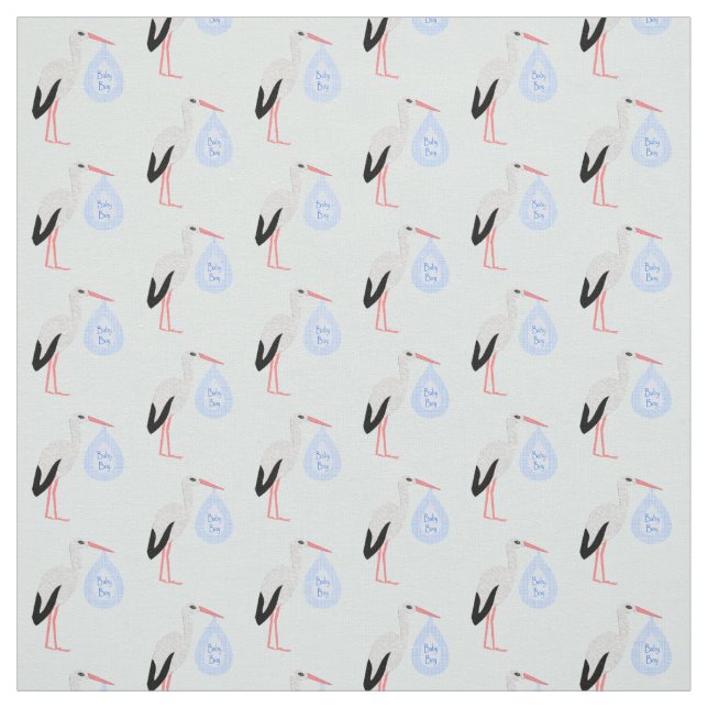 Tela Cute Blue Baby Boy Stork (Retal)
