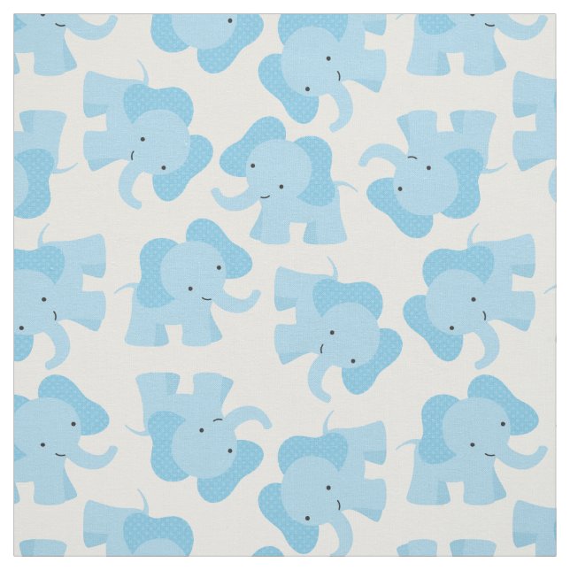 Tela Cute Blue Elephant Nursery Fabric (Retal)