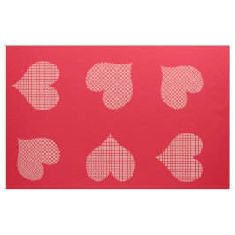Tela Cute Bright Red Patterned Heart Fabric