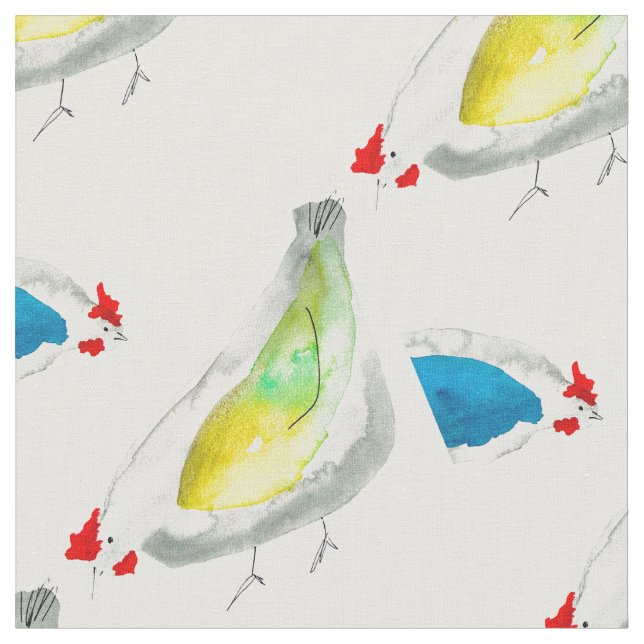Tela Cute chickens watercolor (De cerca)