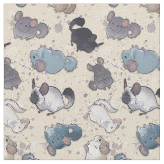 Tela Cute Chinchilla Esparce Animales Cutos En Crema