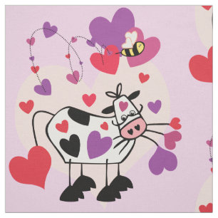 Tela Cute Cow Con Gráfico De Patrón Corazón