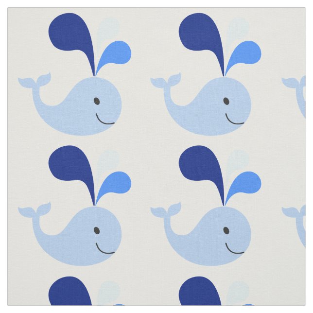 Tela Cute Cute Blue Whale Fabric (Retal)