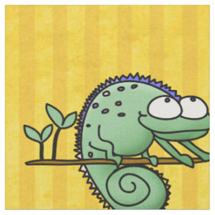 Tela Cute divertido camaleón dibujo lagarto verde