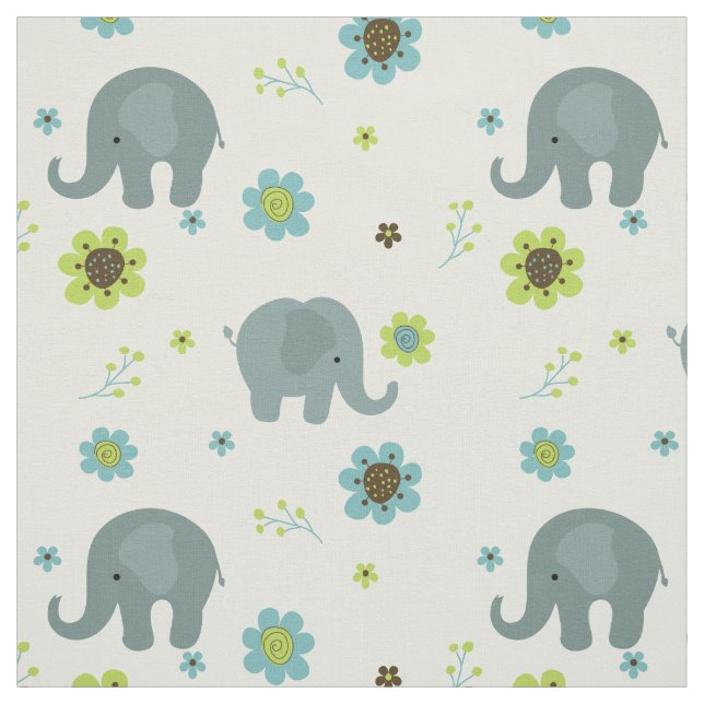 Tela Cute Elephants Nursery Fabric (Retal)