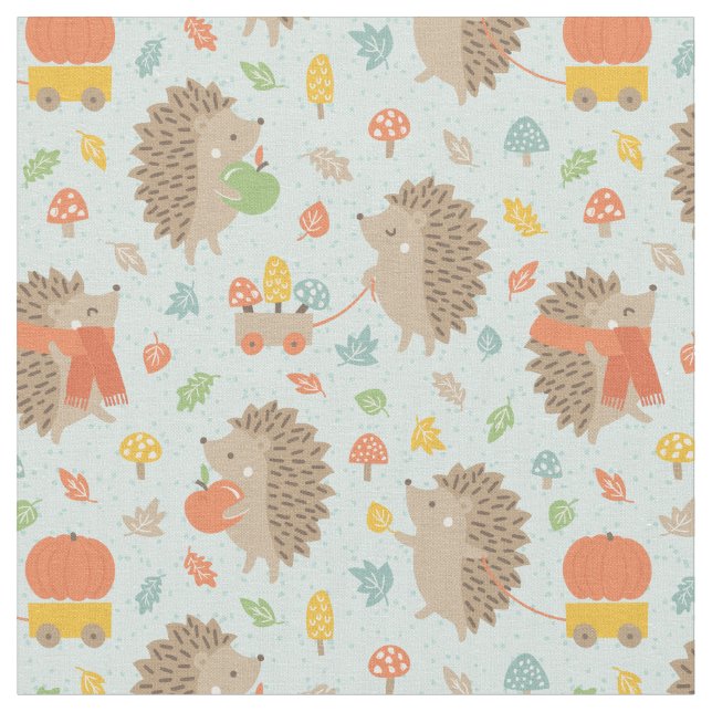 Tela Cute ergeogos con pequeñas hojas azul (De cerca)