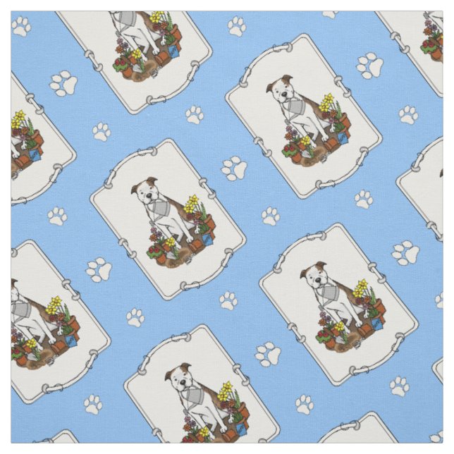 Tela Cute Flower Gardener Pit Bull (lt romano 3) (Retal)
