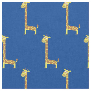Tela Cute Giraffe Niños Nursery Azul