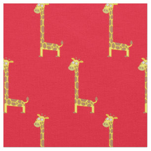 Tela Cute Giraffe Niños Nursery Rojo