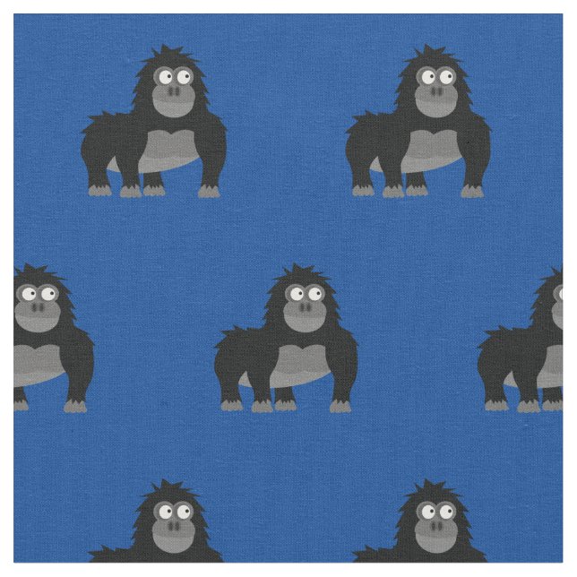 Tela Cute Gorilla Kid Baby Nursery Blue Ape (De cerca)
