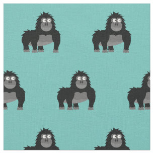 Tela Cute Gorilla Kid Baby Nursery Verde azulada Ape