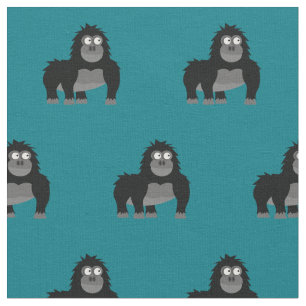Tela Cute Gorilla Kid Baby Nursery Verde azulada Ape