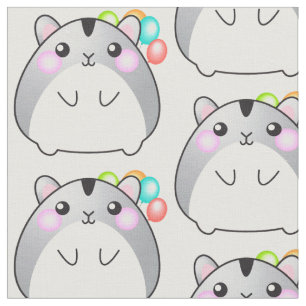 Tela Cute Gray Kawaii Hamster Fabric