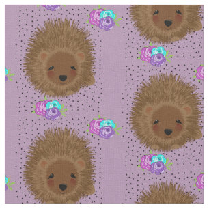 Tela Cute Hedgeogs y Bonito de los puestos de flores