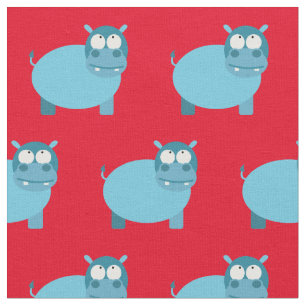 Tela Cute Hipopótamo Niño Bebé Guardería Rojo Hippopota