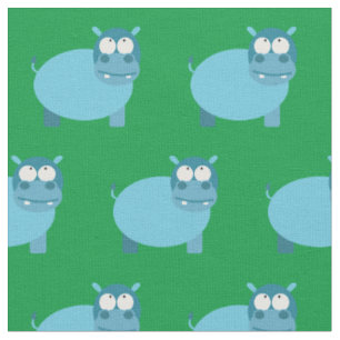Tela Cute Hipopótamo Niño Bebé Guardería Verde Hippopot