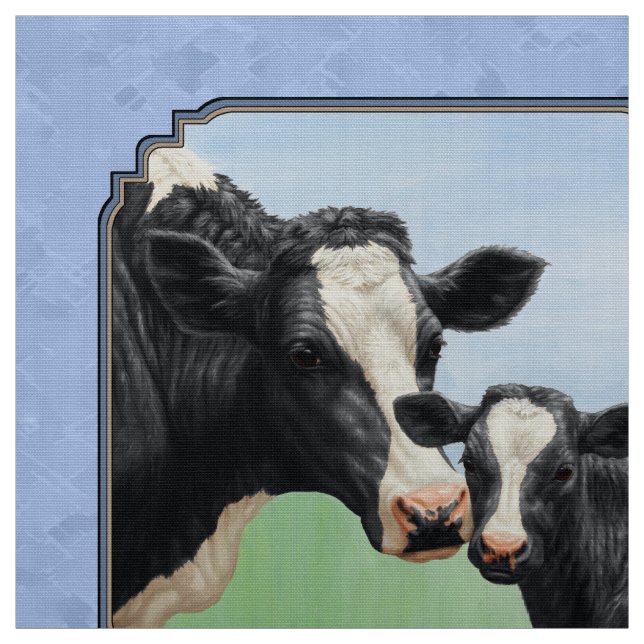 Tela Cute Holstein Calf & Cow Sky Blue (Retal)