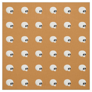 Tela Cute Kawaii Halloween Skull Polka Dots Naranja