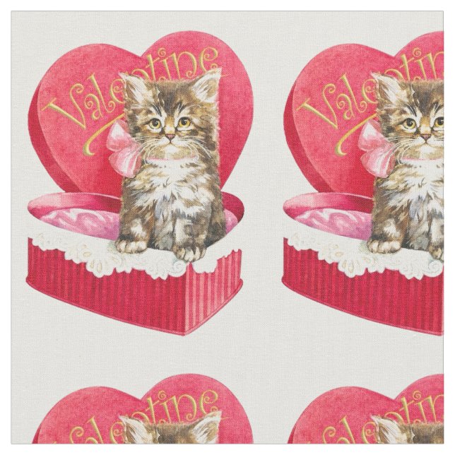 Tela Cute kitten valentine (De cerca)