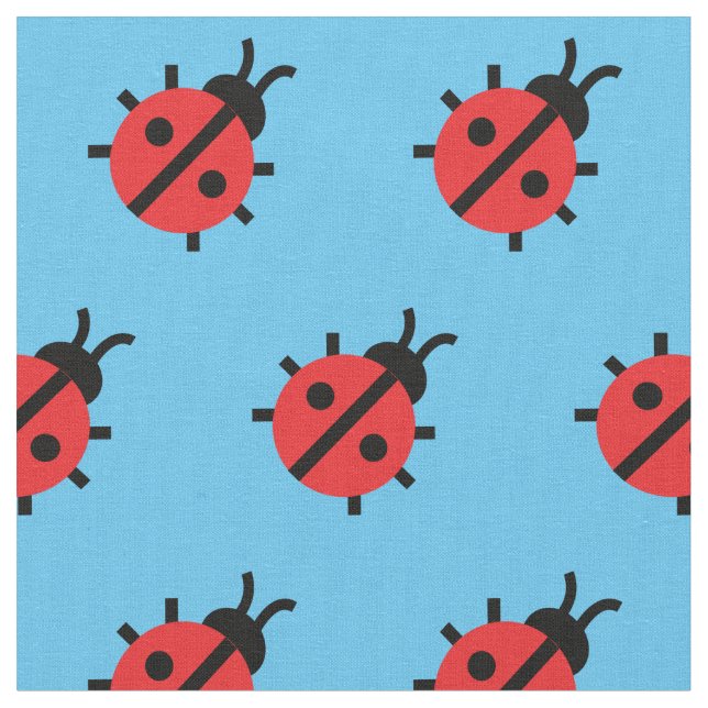 Tela Cute Lady Bug Kid Nursery Bug Inscripción Azul (De cerca)