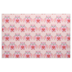 Tela Cute Love Heart Owl Craft Fabric