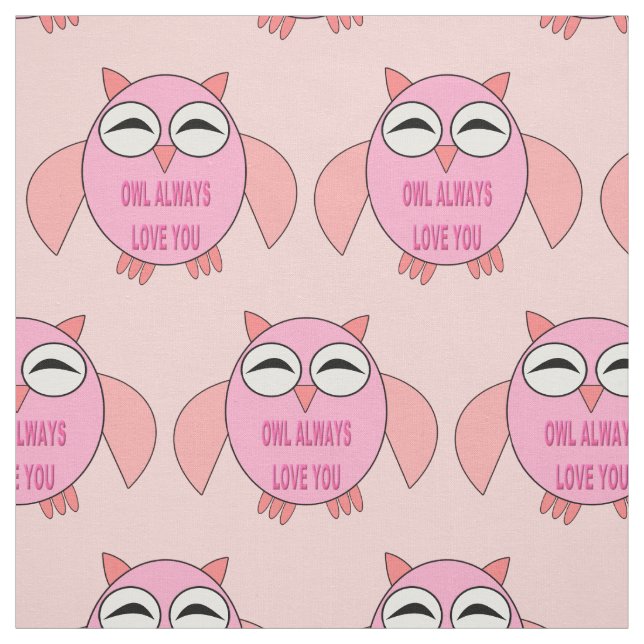 Tela Cute Love Message Owl Pattered Craft Fabric (Retal)