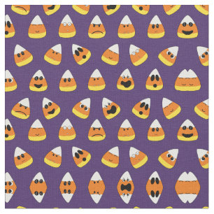 Tela Cute Naranja Morado Emoji Halloween Candy Corn