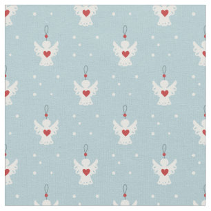 Tela Cute Navidades Angel Red Love Heart Pastel Blue