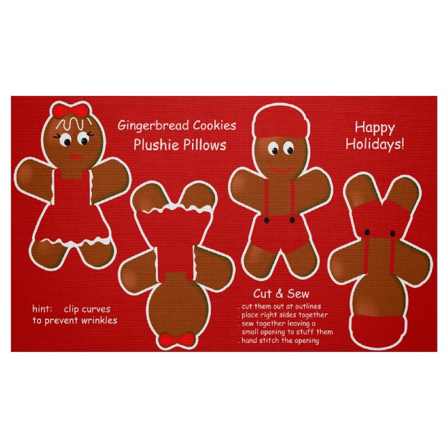 Tela Cute Navidades Gingerbread Cookie Plushie ("Cuarto gordo" (fat quarter))