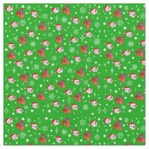 Cute Navidades Kitty Green Holiday Fabric