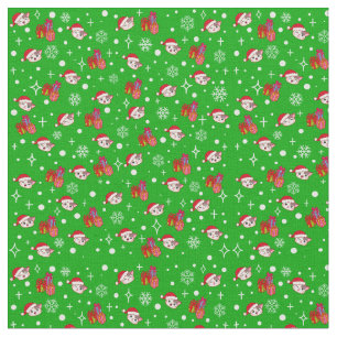 Tela Cute Navidades Kitty Green Holiday Fabric