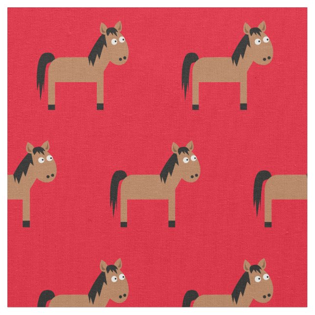 Tela Cute niño de caballo bebé Nursera Rojo (De cerca)