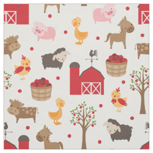 Tela Cute Nursery Barn and Farm Animales