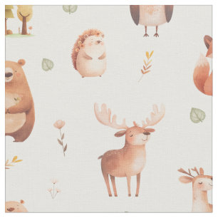 Tela Cute Otoño Critters de Animales Forestales De Wood