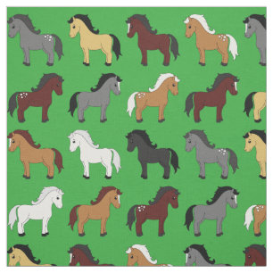Tela Cute Personalizado Caballos Niños Verde