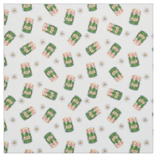 Tela Cute Pickle Jar y Daisy Seamless Pattern Fabric