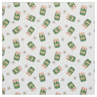 Tela Cute Pickle Jar y Daisy Seamless Pattern Fabric